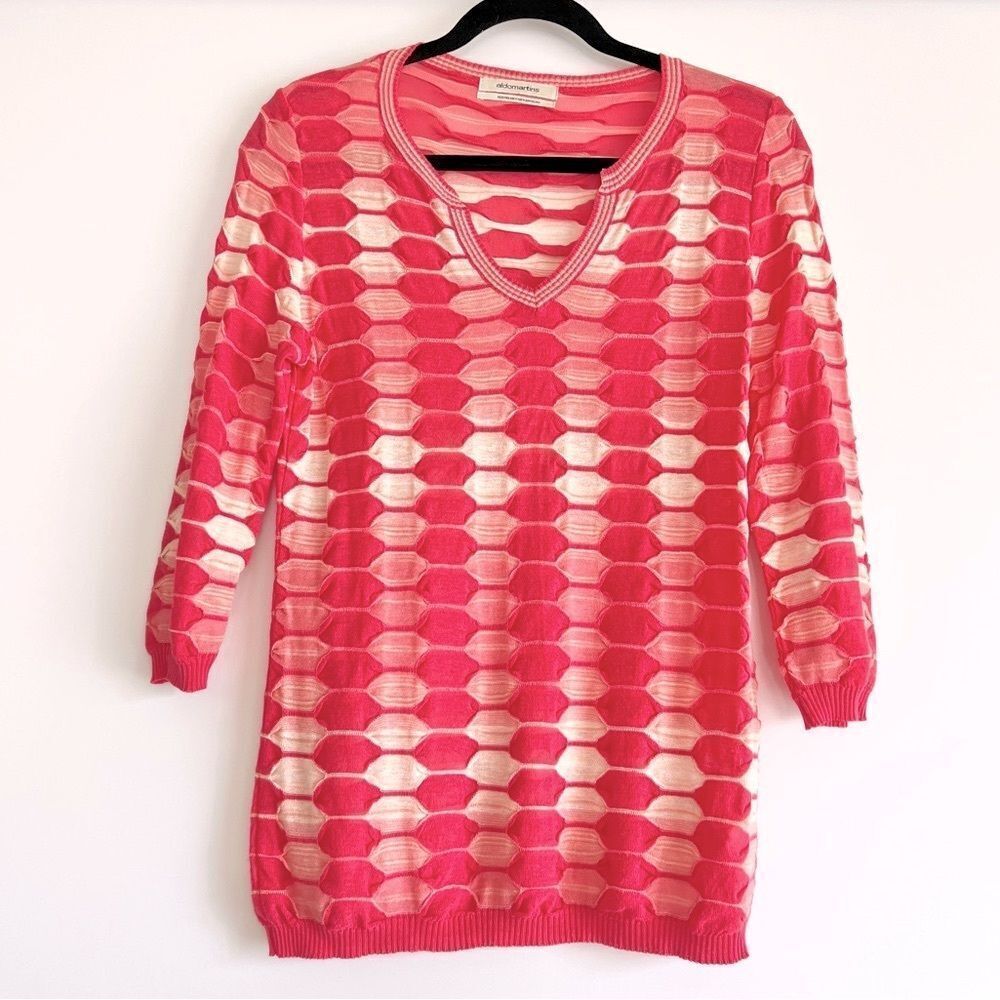 Aldomartins Cotton Bamboo Coral Pink Cream Knit Sweater Size US 10